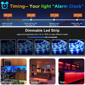 100 metrów 30m Smart Led Strip Light Kit with Bluetooth Remote App, Ultra Long RGB 5050 LED Light for Kitchen Bedroom Home Decoration