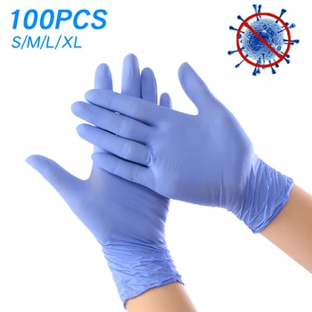 100 szt./karton. czarne jednorazowe rękawice nitrylowe proszek za darmo Ambidextrous do domowego czyszczenia przemysłowego wykorzystania tatuaż rękawice lateksowe