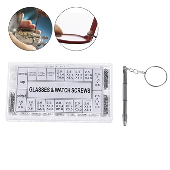 1000szt mikro okulary okulary zegarki okulary śruby nakrętki wkrętaki zestawy naprawcze skrzynka narzędziowa