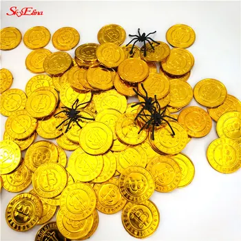 100pcs Bitcoin moneta kolekcjonerska kolekcja sztuki plastikowe złote monety pokrywa wystrój domu rzemiosła zabawek dla dzieci monety 7ZHH263