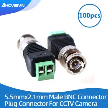 100pcs mini koncentryczny CAT5 męski złącze BNC do kamer CCTV BNC Video Balun Connector adapter