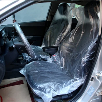 100pcs uniwersalny samochód jednorazowe PE plastikowy miękki pokrowiec na siedzenia wodoodporny naprawy samochodu etui