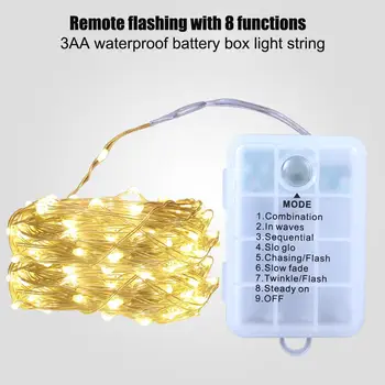 10m Christmas LED String Remote Control Copper Wire Garland String Light New Year Weeding Home Bedroom Decoration 8 trybów