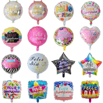 10szt 18 cali okrągły kształt Feliz Cumpleanos hiszpański Happy Birthday Party Decor Майларовая folia helem balony Globos Baloes balony