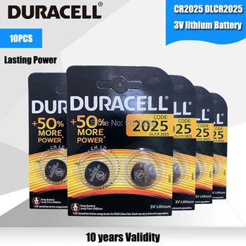 10szt Oryginał dla DURACELL CR2025 Button Cell Battery 3V baterie litowe do godzin zabawka komputer kalkulator zarządzania DLCR 2025