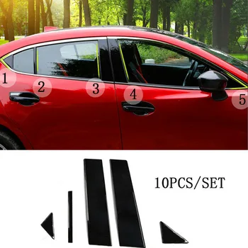 10szt wodoodporny czarny słup słup drzwi okno wykończenie wodoodporny, nie blaknie, nie rdzewieje dla Mazda 3 Axela-2017