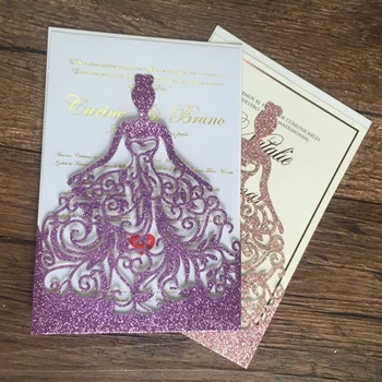 10szt ślub zaproszenia karty z regulowaną taśmą,bez wkładki ,bez koperty