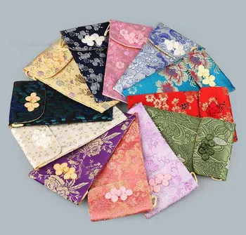 10x17.5cm chiński styl kobiety mały telefon komórkowy pokrywa satyna torba jedwabne opakowania worki mieszane kolory