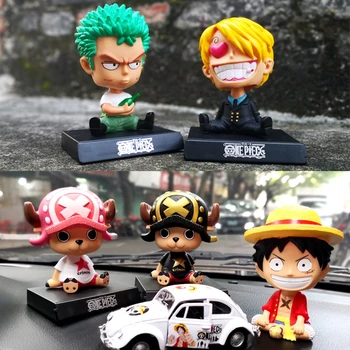 11 cm kreskówka dekoracji samochodu anime One Piece rysunek model zabawki Luffy Sanji Чупер Zorro Wiosna potrząsając głową lalki wystrój samochodu zabawki