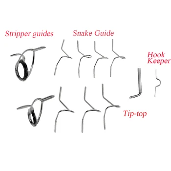 11шт Fly Fishing Rod Guides Set, Stripper Snake Guides ze stali nierdzewnej i Tip-top Kit do budowy prętów