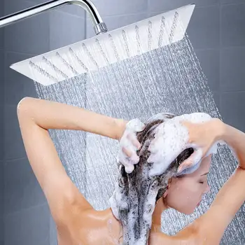 12-calowy prysznic, głowica ze stali nierdzewnej kwadratowe водосберегающая Górna głowica deszczowa prysznic chromowane lusterko bateria natryskowa do łazienki