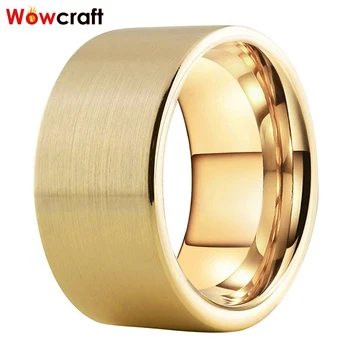 12 mm złoto węglik wolframu pierścienie dla mężczyzn obrączka paski top matowe wykończenie płaska kształt wygodne dopasowanie konfigurowalny grawerowanie