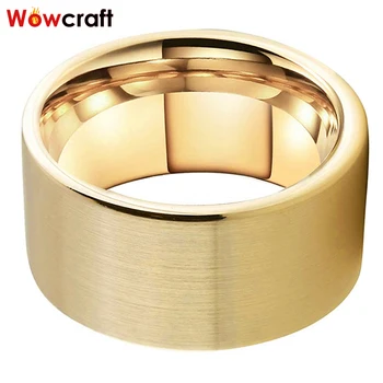 12 mm złoto węglik wolframu pierścienie dla mężczyzn obrączka paski top matowe wykończenie płaska kształt wygodne dopasowanie konfigurowalny grawerowanie