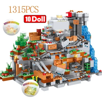 1315ШТ zgodny Mój Świat bloki Góra jaskinia wieś cyfry miasto kopalnia moduł cegły zabawki dla dzieci boże Narodzenie