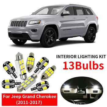 13x Canbus Error Free LED Interior Light Kit Package for 2011-2017 Jeep Grand Cherokee accessories Map Dome Trunk License Light