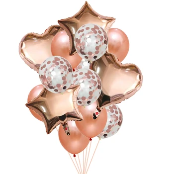 14 szt./lot różowe balony, konfetti metaliczne latex balon urodziny butla poprawiny ozdoba Gwiazda hel powietrza Glob dla dzieci zabawka