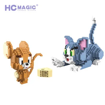 1524 szt. mikro Diament bloki kreskówka, anime, figurki kot Tom Jerry mysz model mini cegły zabawki dla dzieci, prezenty HC9013