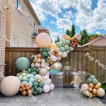 153шт balony garland Baby Shower podwójny rumieniec 7 Kolor lateksowy balon łuk brązowy z Okazji urodzin wesele wystrój dostawy