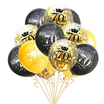 15шт mieszane złote balony, konfetti pokój 16 18 30 40 50 60 70 80 90 lat urodziny cyfrowy butla lateks globusy