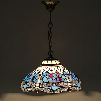 16 Cali Ważka Tiffany Witraż Lampa Wisząca E27 Lampa Wisząca Oświetlenie, Lampy Dla Domu Salon Z Jadalnią Ing