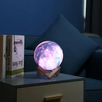 16 kolorów drukowanie 3D Gwiazda Księżyc lampa kolorowe zmiana ekranu dotykowego, sypialnia USB LED Night Light Creative Galaxy Lamp Home Decor