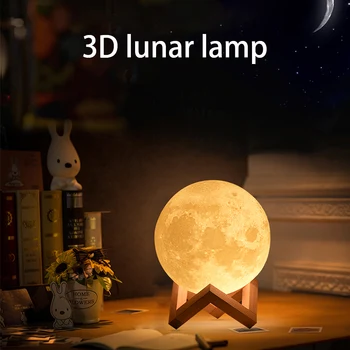 16 kolorów LED Night Light 3D Print Moon Lamp akumulator zmiana koloru 3D Light Touch Moon Night Lamp Lamp 15 cm światło księżyca