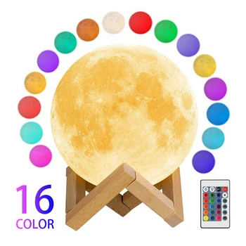 16 kolorów LED Night Light 3D Print Moon Lamp akumulator zmiana koloru 3D Light Touch Moon Night Lamp Lamp 15 cm światło księżyca