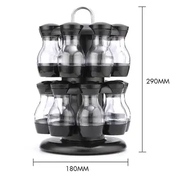 16 szt. zestaw przypraw 360 obrotowy przypraw Jar Rack kuchnia butelka przyprawa butelka kawa, cukier drukowanie Jar pojemnik stojak