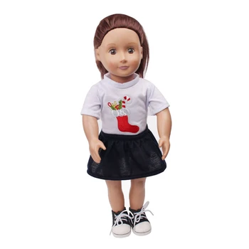 18 cali girl doll odzież amerykański noworodka biały t-shirt sukienka boże narodzenie kostium zabawki dla dzieci fit 43 cm dla dzieci lalki c671