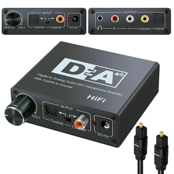 192 khz przetwornik DAC cyfrowe optyczne Toslink coaxial na analogowe L/R RCA 3,5 mm złącze audio converter adapter z regulacją głośności