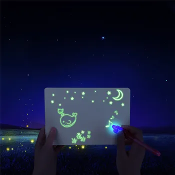 1szt A4 LED Luminous Drawing Board Graffiti Doodle Drawing Tablet Magic Draw With Light-Fun fluorescencyjny uchwyt zabawka edukacyjna
