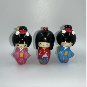 1szt japoński ładny mini-kimono dziewczyna ozdoby plastikowe lalki rozmiar 6 cm