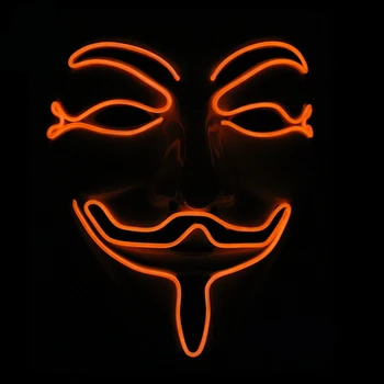 1SZT Party Masks V for Vendetta LED Light Mask Anonymous Guy Fawkes Fancy Dress Adult Costume Accessory Party Cosplay Masks,W
