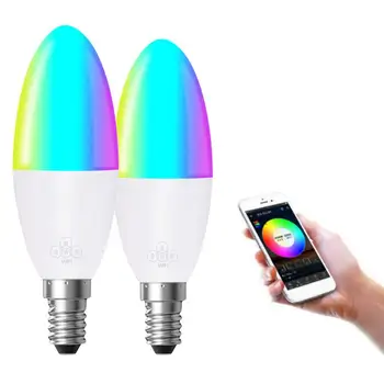 1szt WiFi Smart Bulb LED RGB 6W E14/E10/E27/B22 zmiana koloru lampki głosowe zdalne zarządzanie aplikacją praca z Alexa Google Home