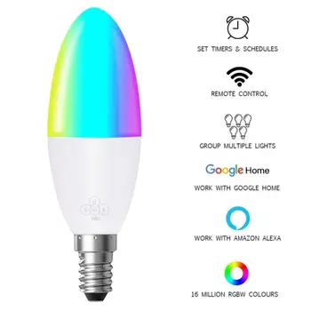 1szt WiFi Smart Bulb LED RGB 6W E14/E10/E27/B22 zmiana koloru lampki głosowe zdalne zarządzanie aplikacją praca z Alexa Google Home