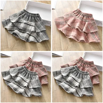 2 3 4 5 6 lat dziecko dziewczyny spódnice Moda koreański pled spódnica dla dzieci wiosna jesień moda Księżniczka spódnica 2020 nowy