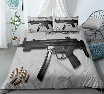 2/3 szt karabin maszynowy kołdrę zestaw druku 3D broń wojskowa zestaw pościeli typu Twin podwójne łóżko małżeńskie puchowa etui dla dzieci zestaw pokrowców