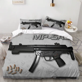 2/3 szt karabin maszynowy kołdrę zestaw druku 3D broń wojskowa zestaw pościeli typu Twin podwójne łóżko małżeńskie puchowa etui dla dzieci zestaw pokrowców