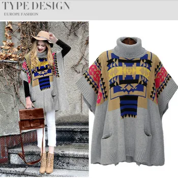 2 jesień / zima Nowy styl wolny średni rękaw moda spersonalizowane klapy sweter sweter zimowa odzież golfem