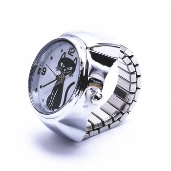 2 szt Darmowa dostawa 2016 popularna kreatywna Dama dziewczynka stal okrągły elastyczny mechanizm kwarcowy palec pierścionek zegarek