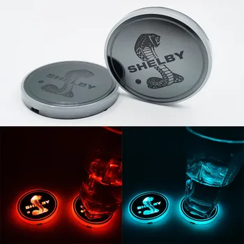 2 szt./kpl. Ford Mustang Shelby GT500 Super Snake Cobra Car Led Shiny Water Cup Mat Luminous Coaster Atmosphere Light