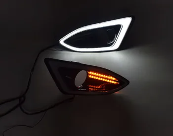 2 szt. LED do Ford Edge 2016 DRL stawek zawieszenia światło 12 W wodoodporny żółty siganl reflektor przeciwmgłowy z otworem lampy przeciwmgłowe