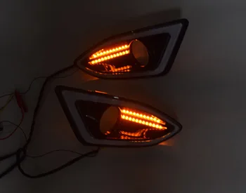 2 szt. LED do Ford Edge 2016 DRL stawek zawieszenia światło 12 W wodoodporny żółty siganl reflektor przeciwmgłowy z otworem lampy przeciwmgłowe