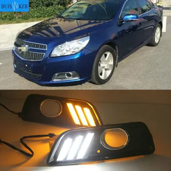 2 szt. światła do jazdy dziennej led DRL reflektor przeciwmgłowy do Chevrolet chevy Malibu 2011 2012 2013 z żółtym sygnałem