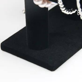 2 warstwy Czarny Aksamit bransoletka wyświetlacz przechowywania łańcucha zegarek T-bar biżuteria wyświetlacz organizator dysk stojak uchwyt