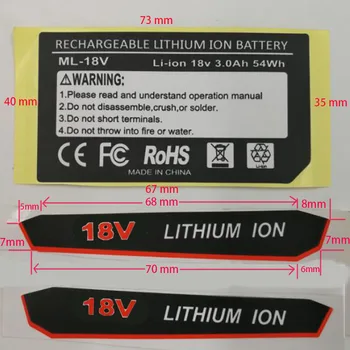 2 zestawy akumulatorów litowo-jonowy 3Ah 6Ah 9Ah naklejka etykieta numer modelu elektryczna identyfikacja liczby do Milwaukee 18V M18 Log