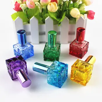 20 szt./lot 10 ml kolorowy kwadratowy szklany flakon perfum wielokrotnego użytku próbki przenośny pusty dozownik mini podróży Parfum spray butelki