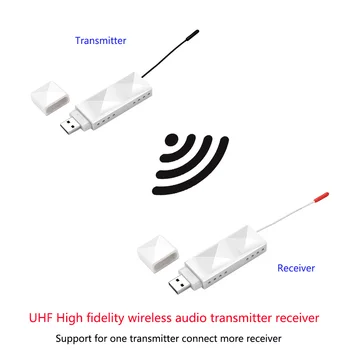 200 m UHF HiFi cyfrowy bezprzewodowy audio nadajnik odbiornik audio z 3,5 kablami do telefonu komputer wzmacniacz mocy
