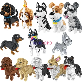 2000+szt 16013 Mike Dog Building Blocks Diamond Micro, Small Particles Spelling Toy Pet Dog Block Model Toys for Children Gifts