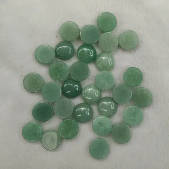 2016 moda naturalny zielony awenturyn okrągły kaboszon kamień 14 mm Urok koraliki do wyrobu biżuterii hurt: 50 szt./lot za darmo